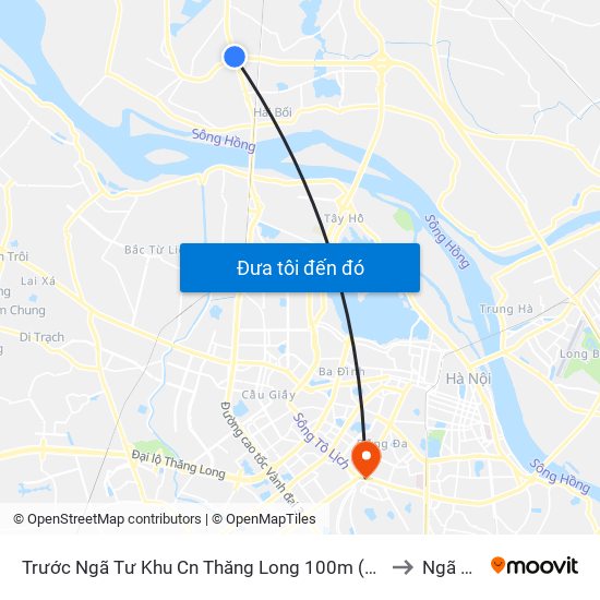 Trước Ngã Tư Khu Cn Thăng Long 100m (Chiều Nội Bài - Hà Nội) to Ngã Tư Sở map