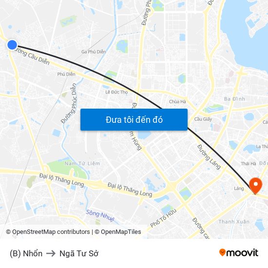 (B) Nhổn to Ngã Tư Sở map