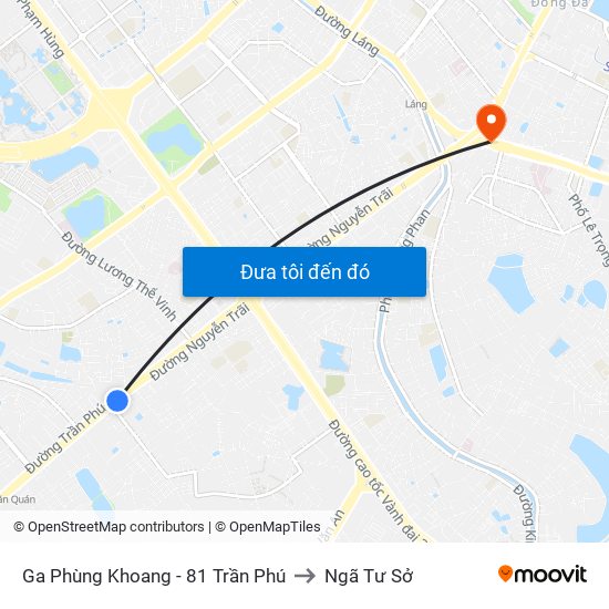 Ga Phùng Khoang - 81 Trần Phú to Ngã Tư Sở map