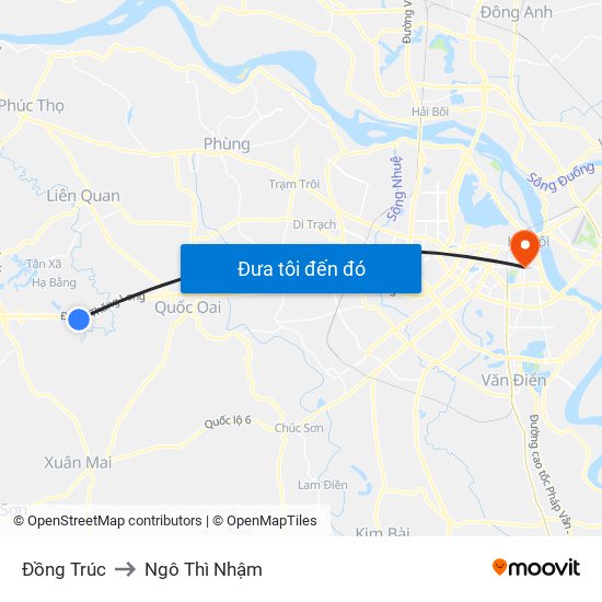 Đồng Trúc to Ngô Thì Nhậm map