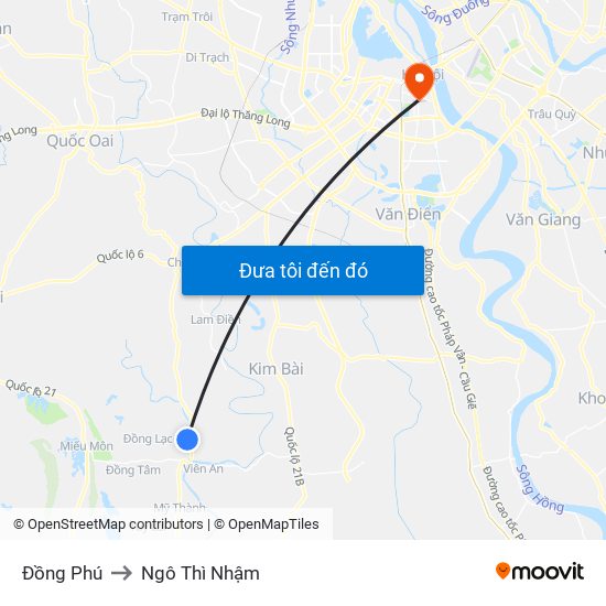 Đồng Phú to Ngô Thì Nhậm map