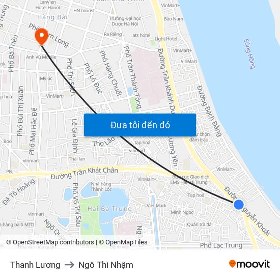 Thanh Lương to Ngô Thì Nhậm map