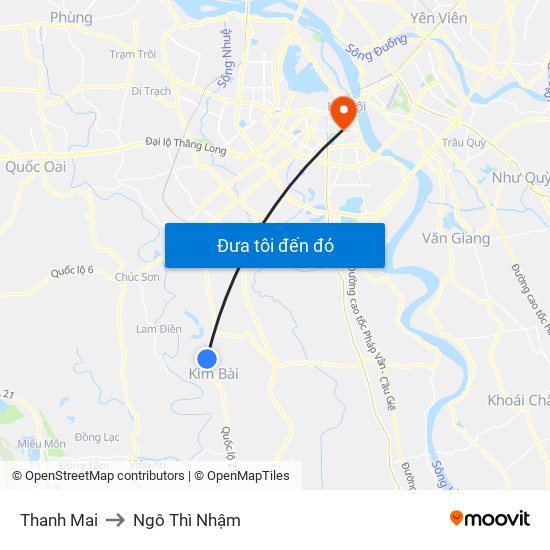 Thanh Mai to Ngô Thì Nhậm map