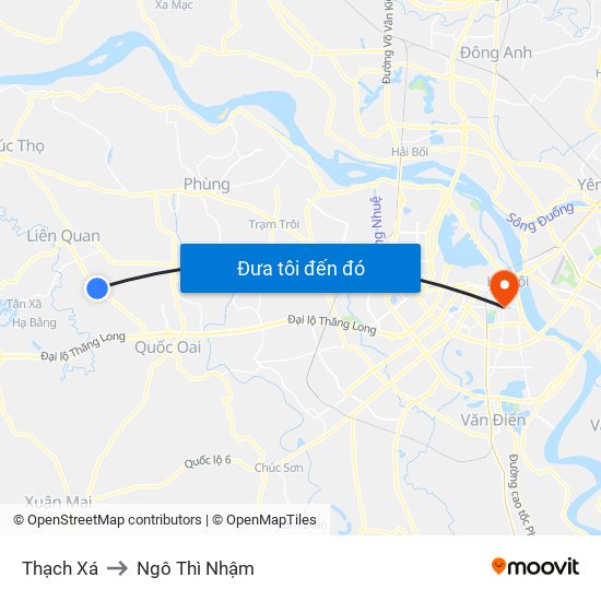 Thạch Xá to Ngô Thì Nhậm map