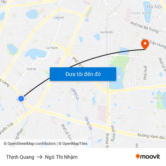 Thịnh Quang to Ngô Thì Nhậm map