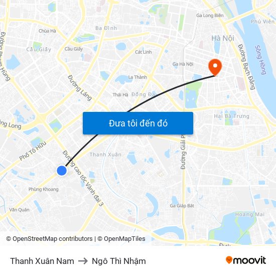 Thanh Xuân Nam to Ngô Thì Nhậm map