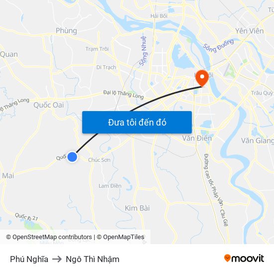Phú Nghĩa to Ngô Thì Nhậm map