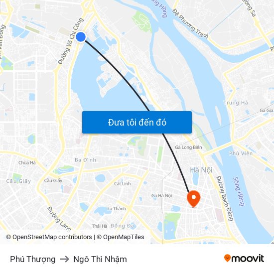 Phú Thượng to Ngô Thì Nhậm map