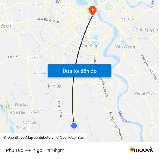 Phú Túc to Ngô Thì Nhậm map