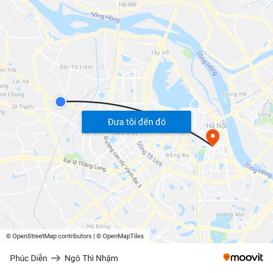 Phúc Diễn to Ngô Thì Nhậm map