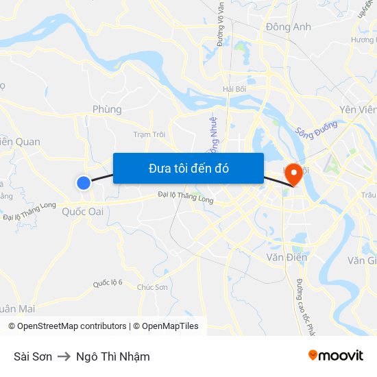 Sài Sơn to Ngô Thì Nhậm map