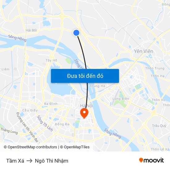 Tầm Xá to Ngô Thì Nhậm map