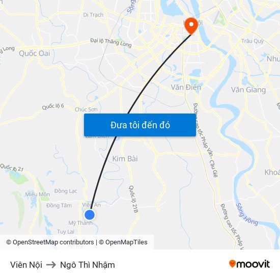 Viên Nội to Ngô Thì Nhậm map