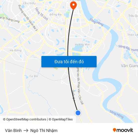 Văn Bình to Ngô Thì Nhậm map