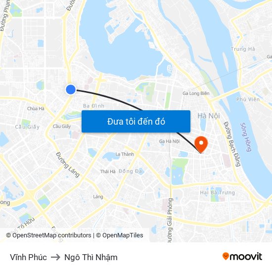 Vĩnh Phúc to Ngô Thì Nhậm map