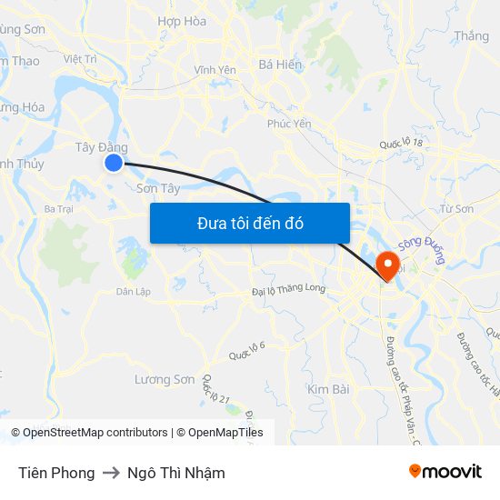 Tiên Phong to Ngô Thì Nhậm map