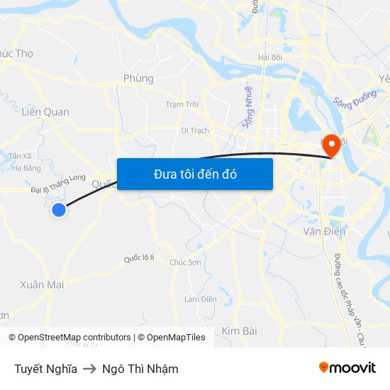 Tuyết Nghĩa to Ngô Thì Nhậm map