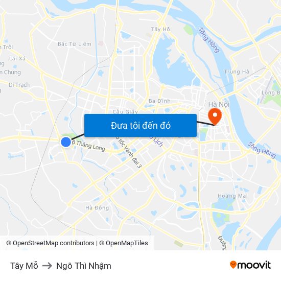 Tây Mỗ to Ngô Thì Nhậm map