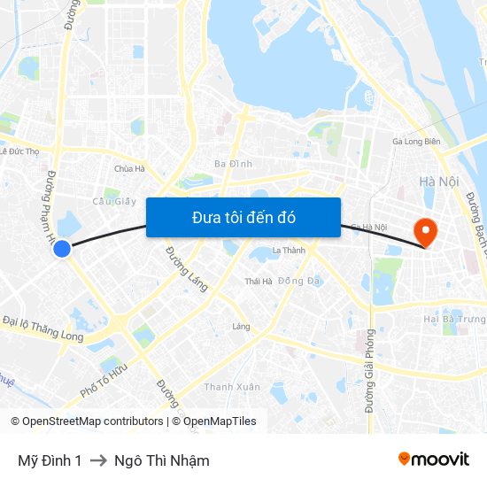 Mỹ Đình 1 to Ngô Thì Nhậm map