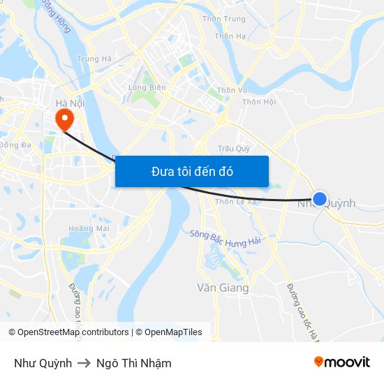 Như Quỳnh to Ngô Thì Nhậm map