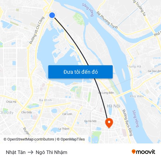 Nhật Tân to Ngô Thì Nhậm map