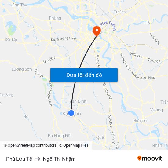Phù Lưu Tế to Ngô Thì Nhậm map