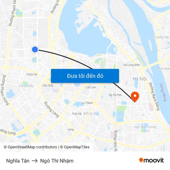 Nghĩa Tân to Ngô Thì Nhậm map