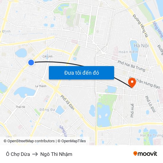 Ô Chợ Dừa to Ngô Thì Nhậm map