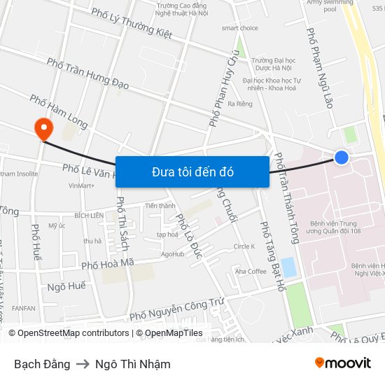 Bạch Đằng to Ngô Thì Nhậm map