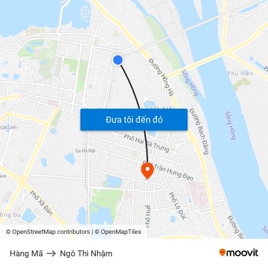 Hàng Mã to Ngô Thì Nhậm map