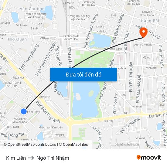 Kim Liên to Ngô Thì Nhậm map