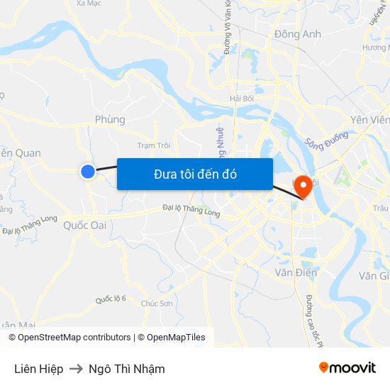 Liên Hiệp to Ngô Thì Nhậm map