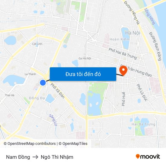 Nam Đồng to Ngô Thì Nhậm map