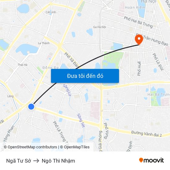 Ngã Tư Sở to Ngô Thì Nhậm map