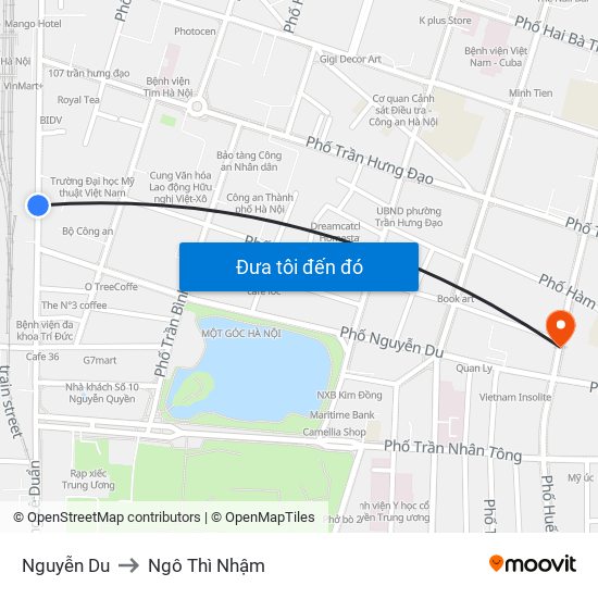 Nguyễn Du to Ngô Thì Nhậm map