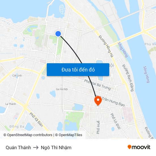 Quán Thánh to Ngô Thì Nhậm map