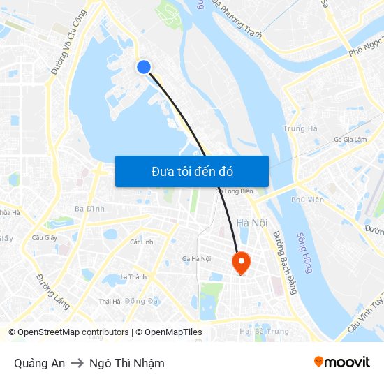 Quảng An to Ngô Thì Nhậm map