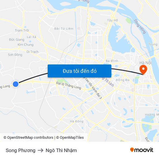 Song Phương to Ngô Thì Nhậm map