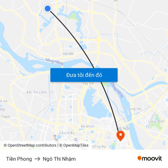 Tiền Phong to Ngô Thì Nhậm map