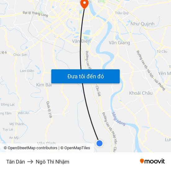 Tân Dân to Ngô Thì Nhậm map