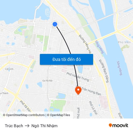 Trúc Bạch to Ngô Thì Nhậm map
