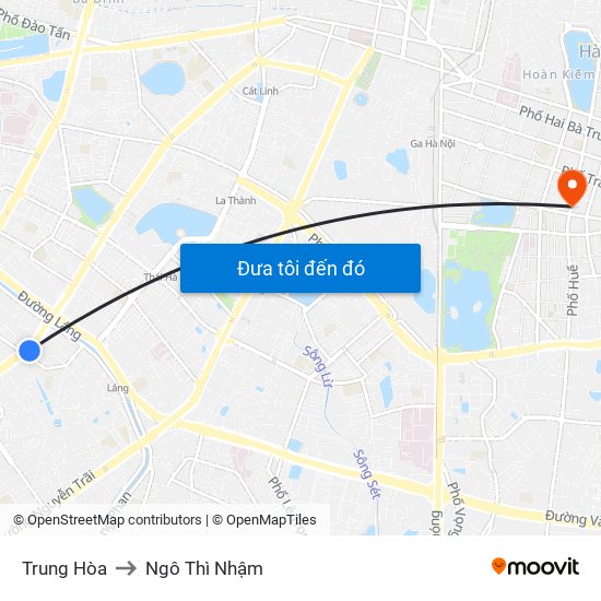 Trung Hòa to Ngô Thì Nhậm map