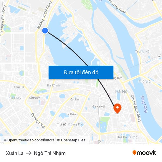 Xuân La to Ngô Thì Nhậm map