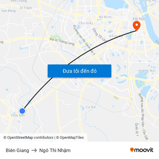Biên Giang to Ngô Thì Nhậm map