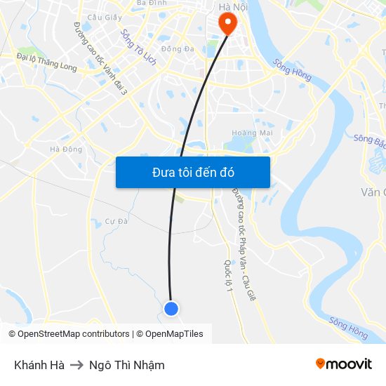 Khánh Hà to Ngô Thì Nhậm map