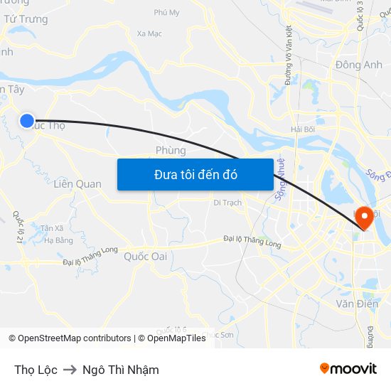 Thọ Lộc to Ngô Thì Nhậm map