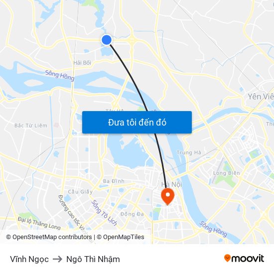 Vĩnh Ngọc to Ngô Thì Nhậm map