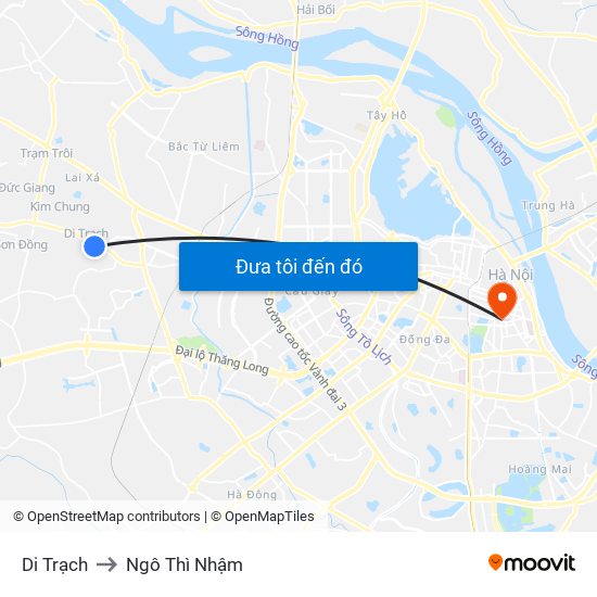 Di Trạch to Ngô Thì Nhậm map