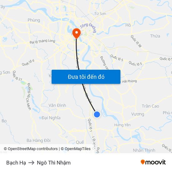 Bạch Hạ to Ngô Thì Nhậm map