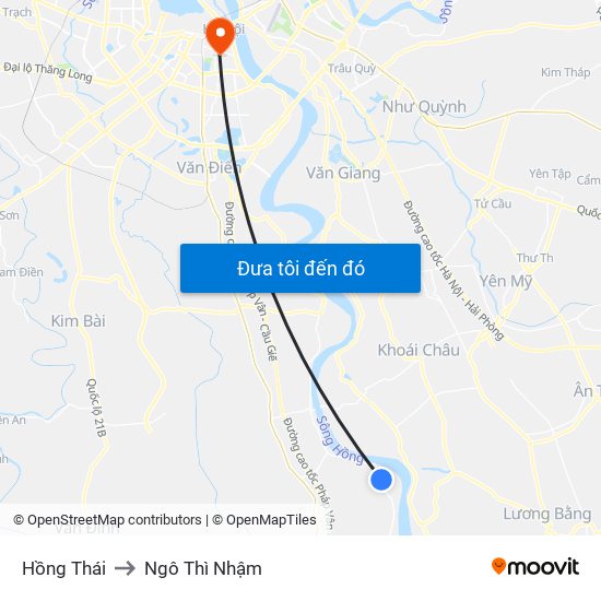 Hồng Thái to Ngô Thì Nhậm map